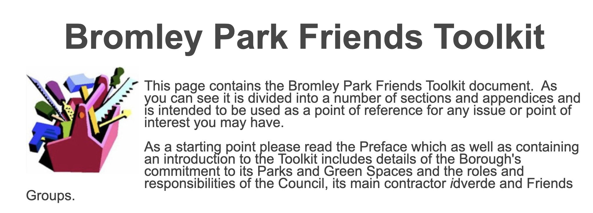 Bromley Park Friends Toolkit