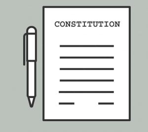 Illustration of Paper constitution and pen